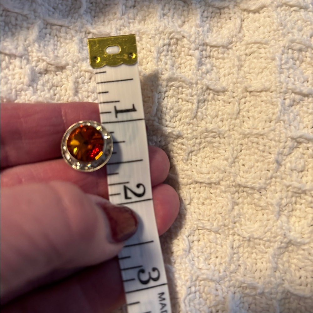 Elegant Vintage Orange Citrine and Pyrite Stud Earrings - Picture 7 of 8